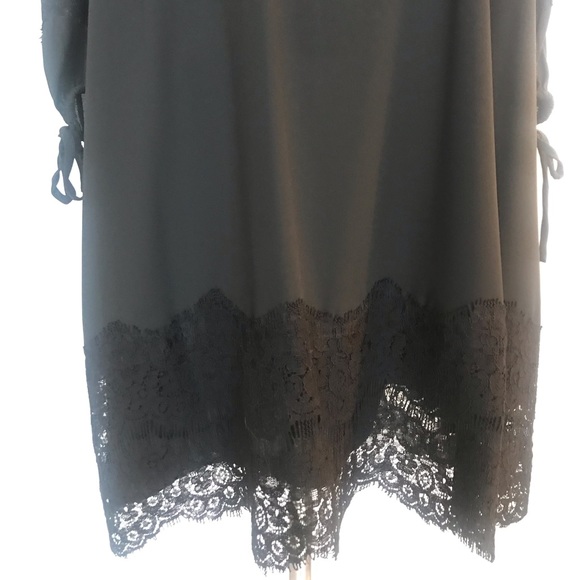 LOFT NWT off the shoulder black lace dress size xs - Picture 2 of 5